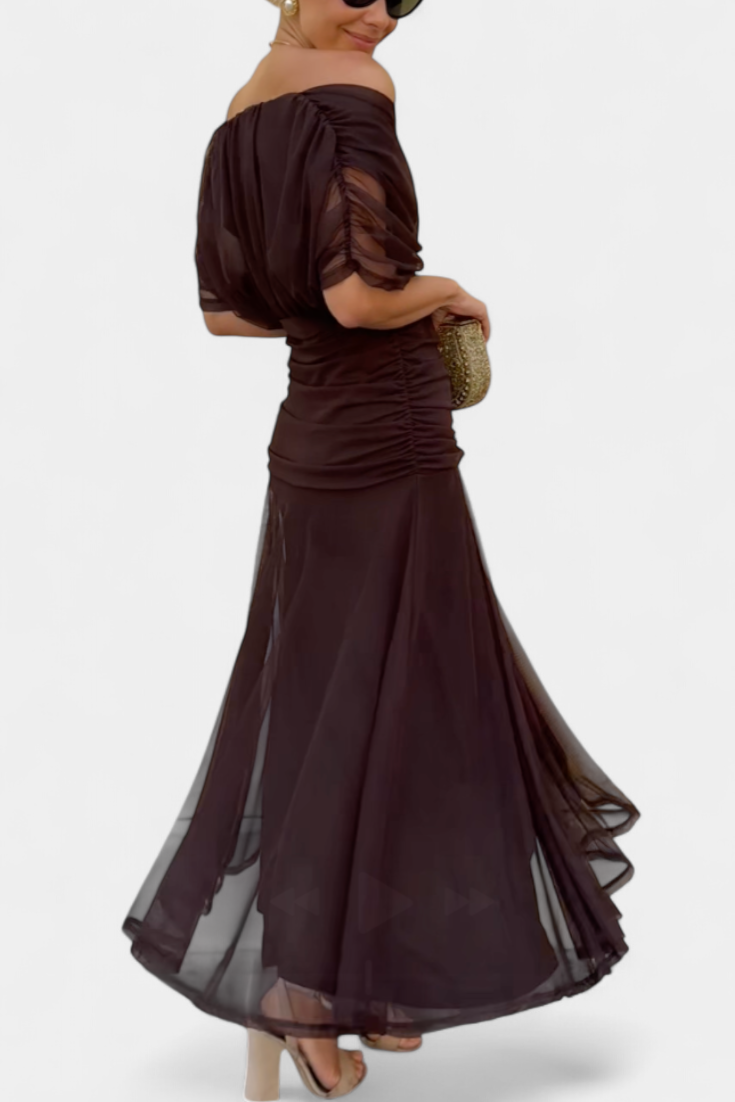 Women's Romantic Off-Shoulder Neckline Maxi Dress