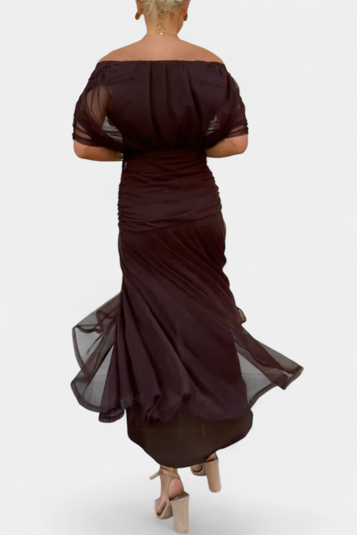 Women's Romantic Off-Shoulder Neckline Maxi Dress
