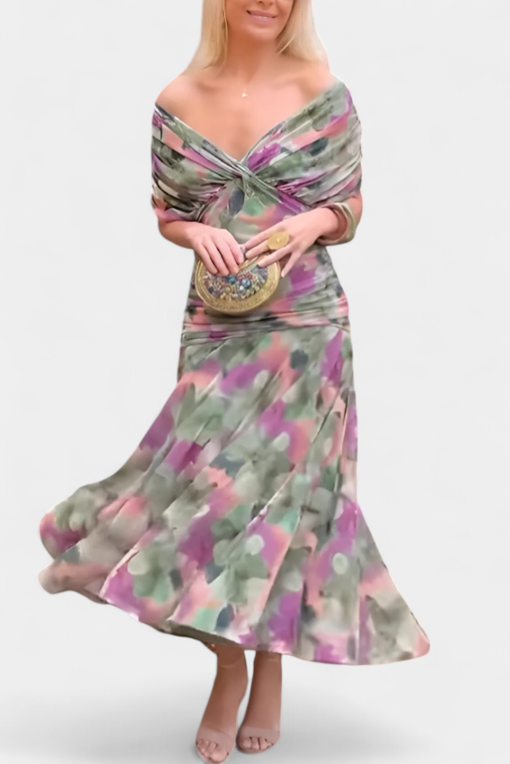 Women's Romantic Off-Shoulder Neckline Maxi Dress