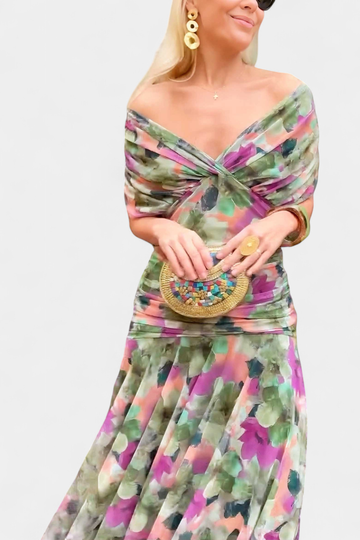 Women's Romantic Off-Shoulder Neckline Maxi Dress