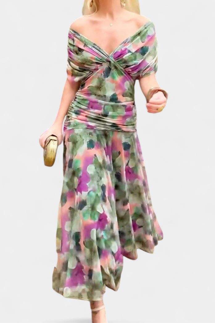 Women's Romantic Off-Shoulder Neckline Maxi Dress