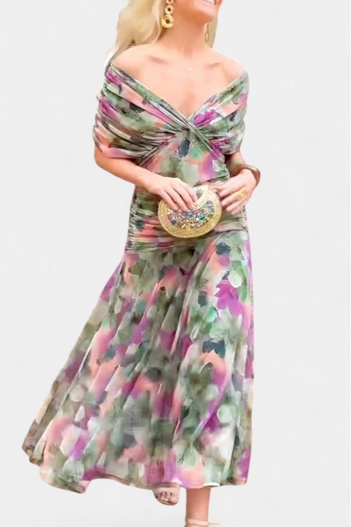 Women's Romantic Off-Shoulder Neckline Maxi Dress