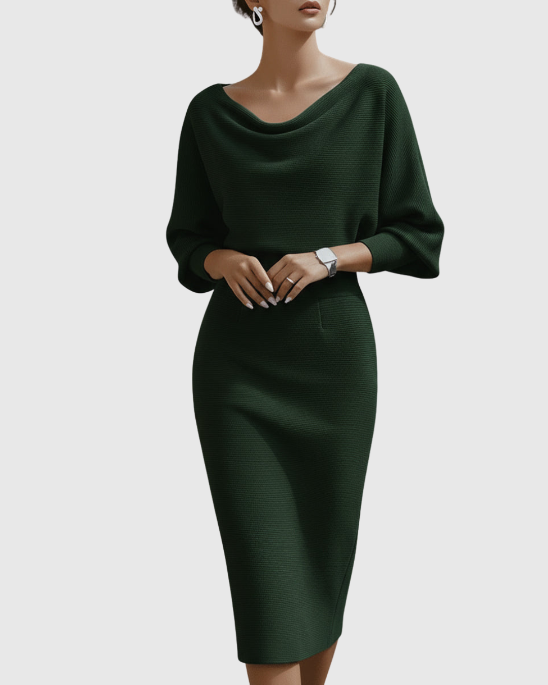 Women's Sleek Gathered Knit Occasion Midi Dress