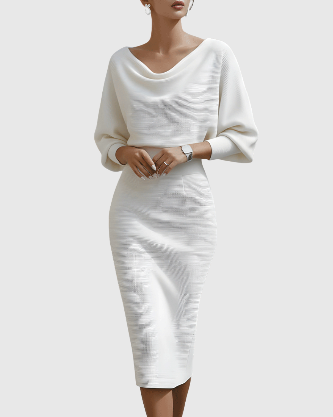 Women's Sleek Gathered Knit Occasion Midi Dress