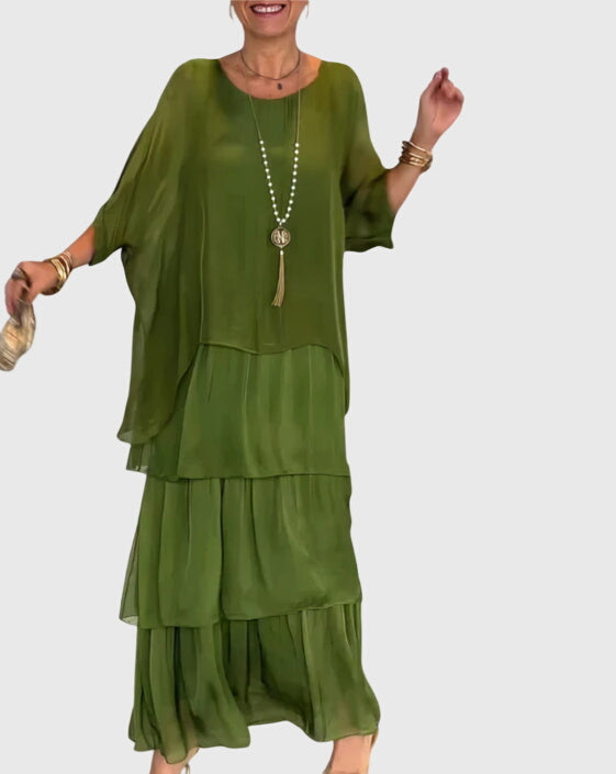 Women's Free-Spirited Layered Vacation Maxi Dress
