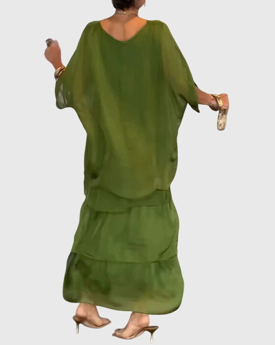 Women's Free-Spirited Layered Vacation Maxi Dress