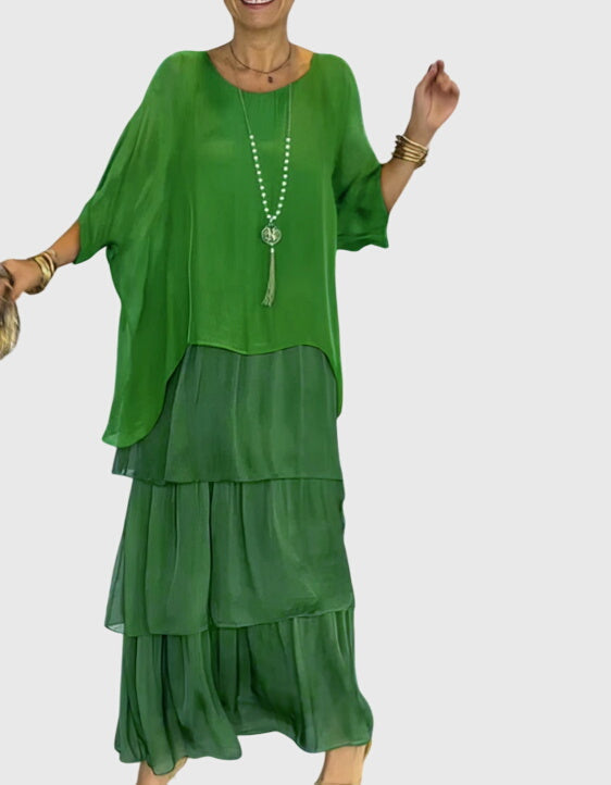 Women's Free-Spirited Layered Vacation Maxi Dress