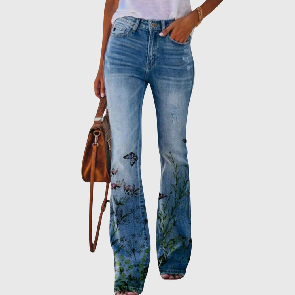 Women's Summer All-Over Flower Print Slim Jeans