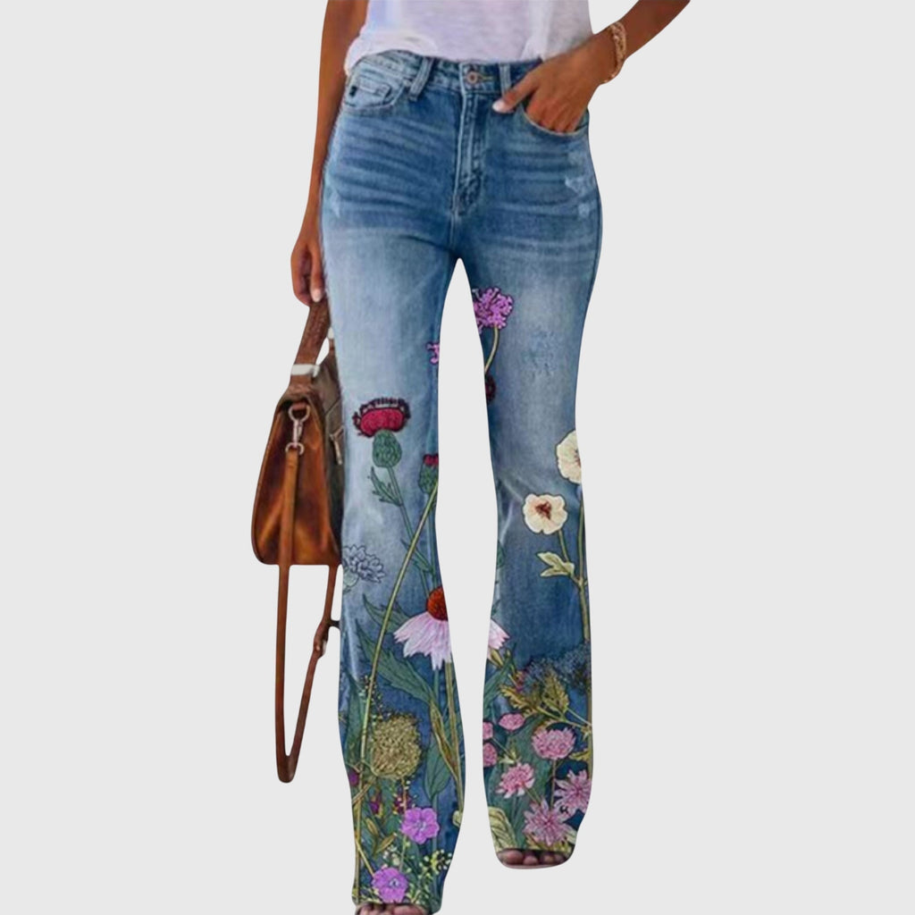 Women's Summer All-Over Flower Print Slim Jeans