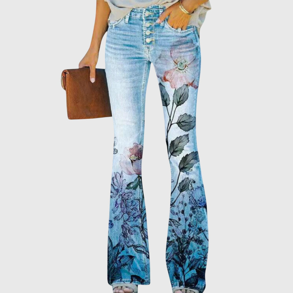 Women's Summer All-Over Flower Print Slim Jeans