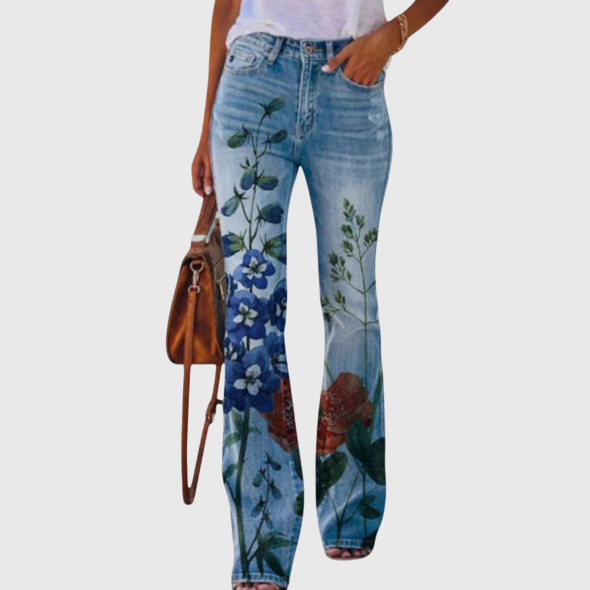 Women's Summer All-Over Flower Print Slim Jeans