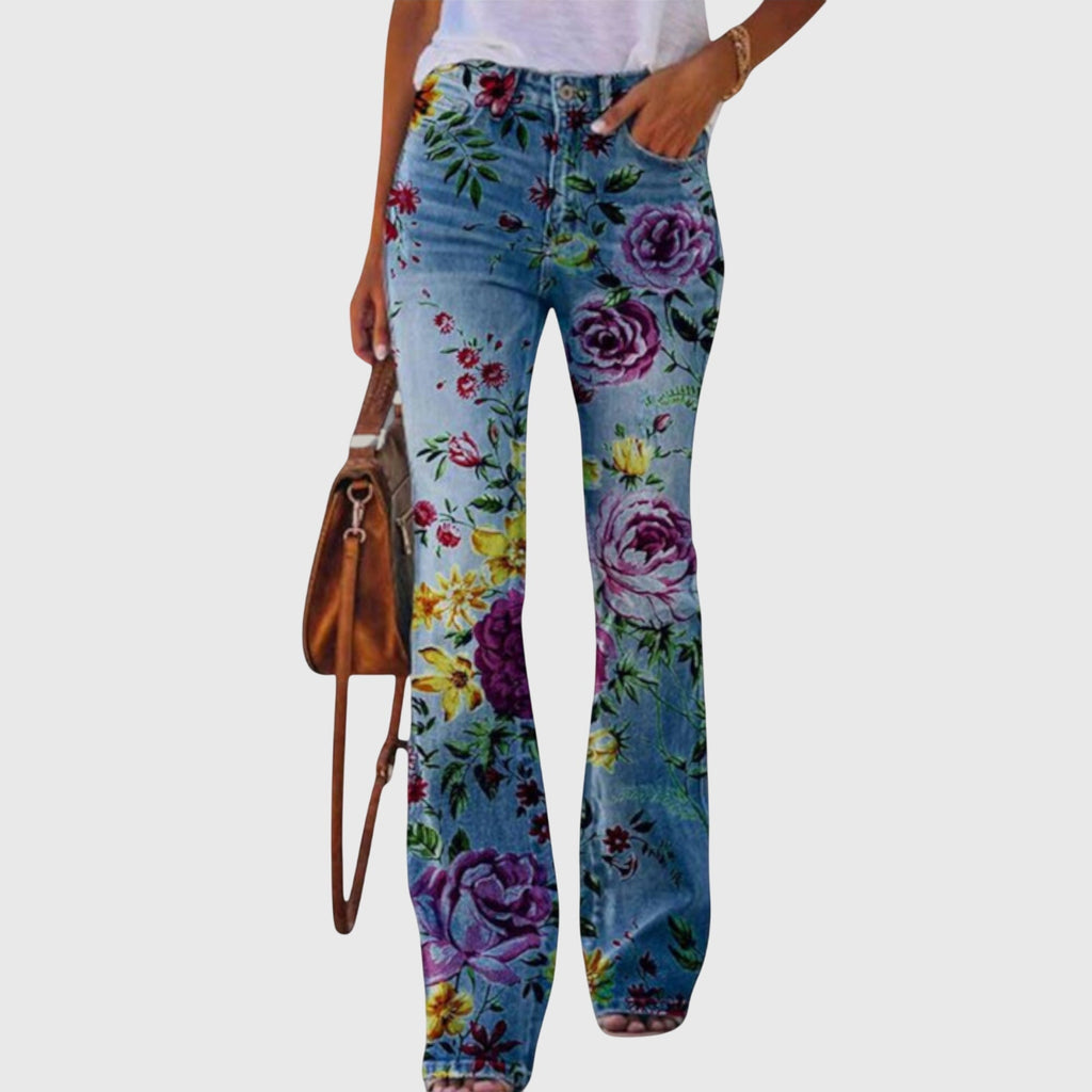 Women's Summer All-Over Flower Print Slim Jeans