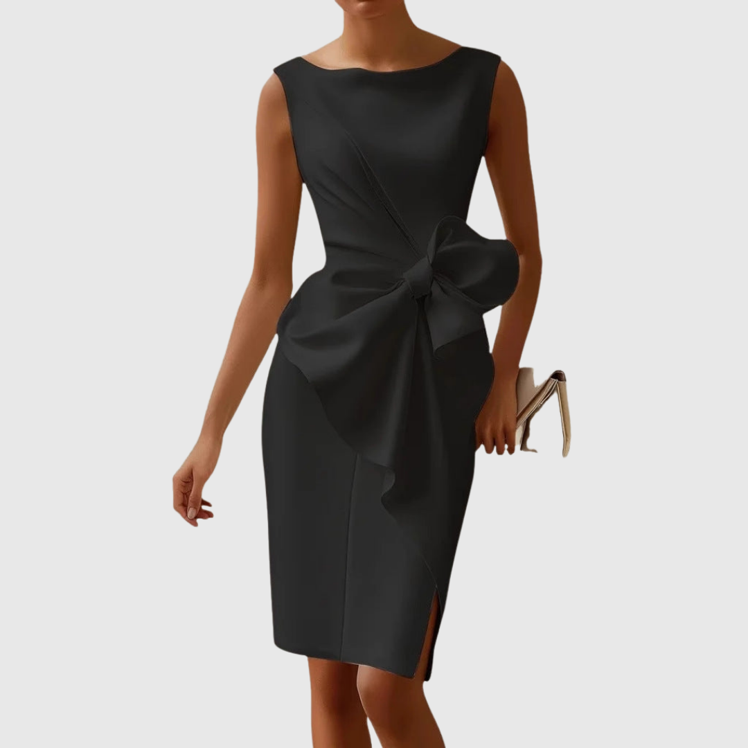 Women's Elegant Evening Statement Bow Midi Dress
