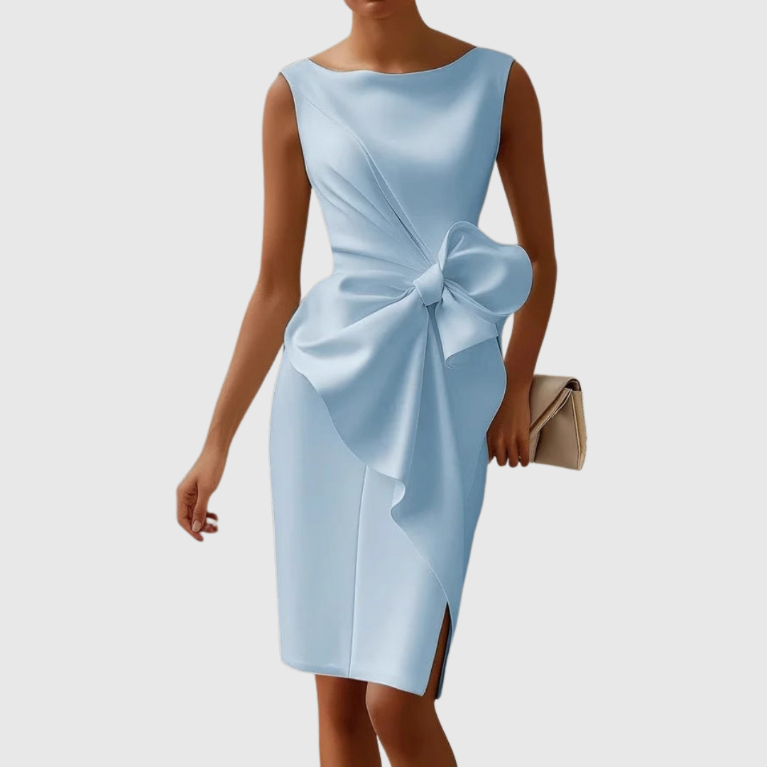 Women's Elegant Evening Statement Bow Midi Dress