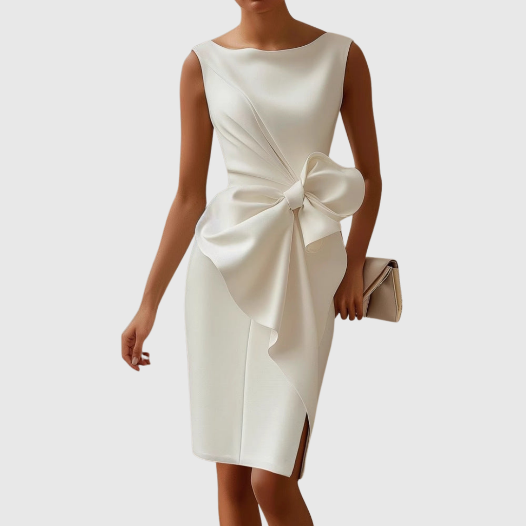 Women's Elegant Evening Statement Bow Midi Dress