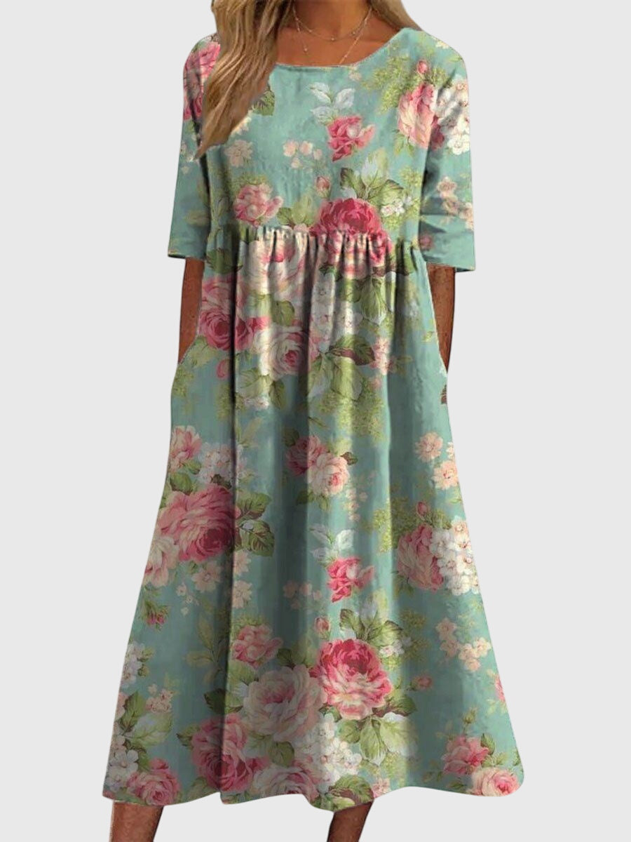 Women's Delicate Floral Casual Summer Midi Dress