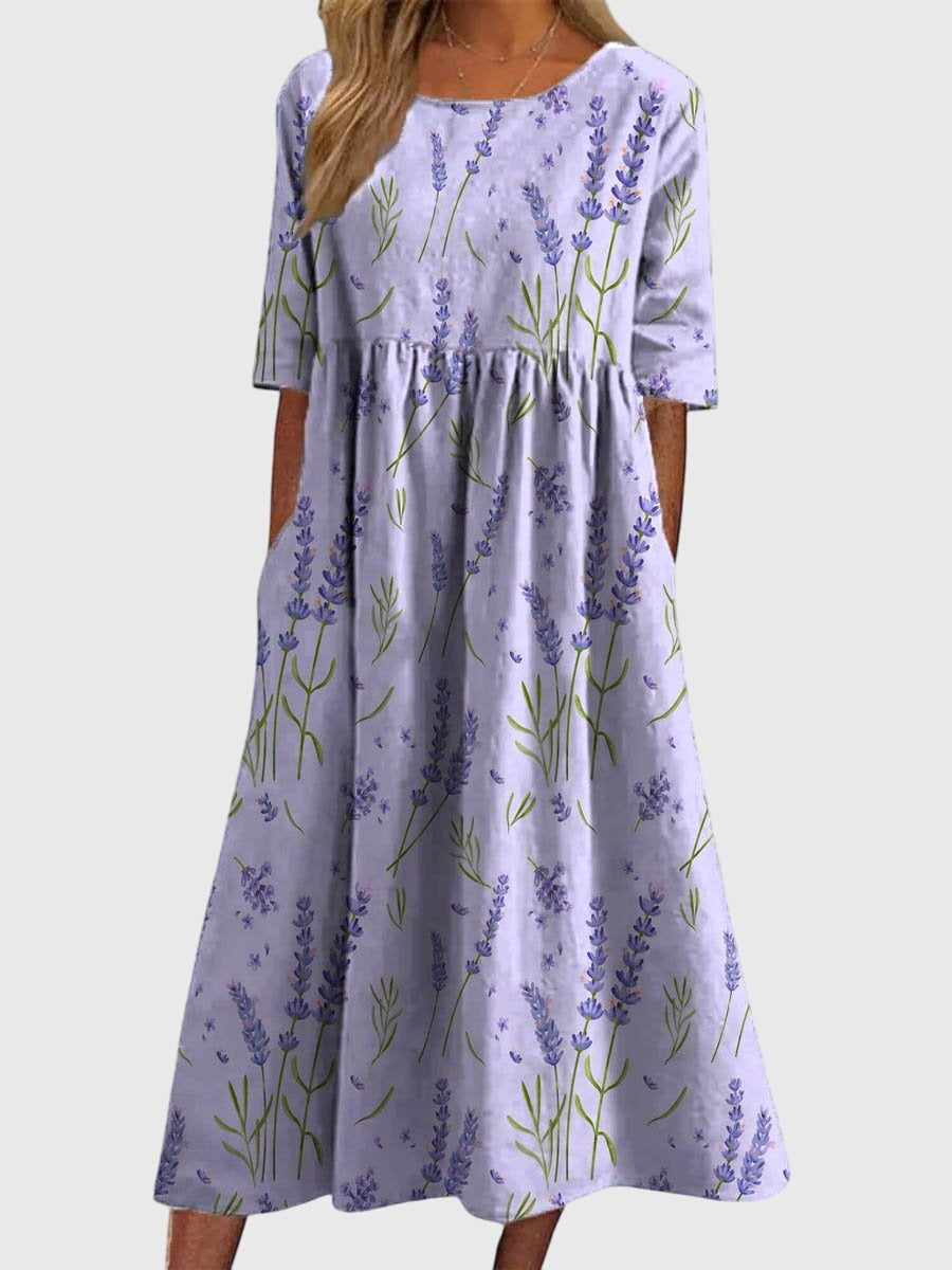 Women's Delicate Floral Casual Summer Midi Dress