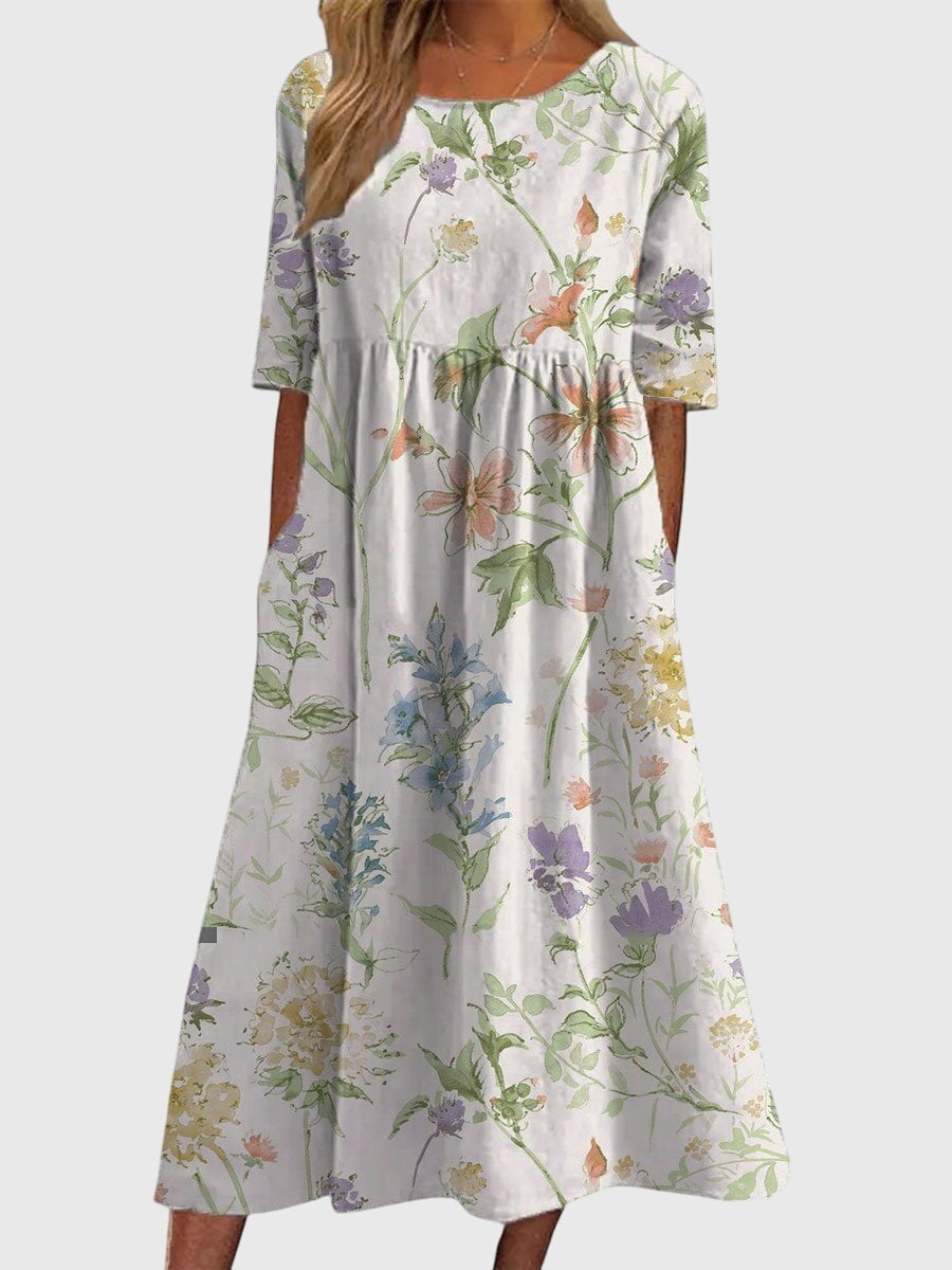 Women's Delicate Floral Casual Summer Midi Dress