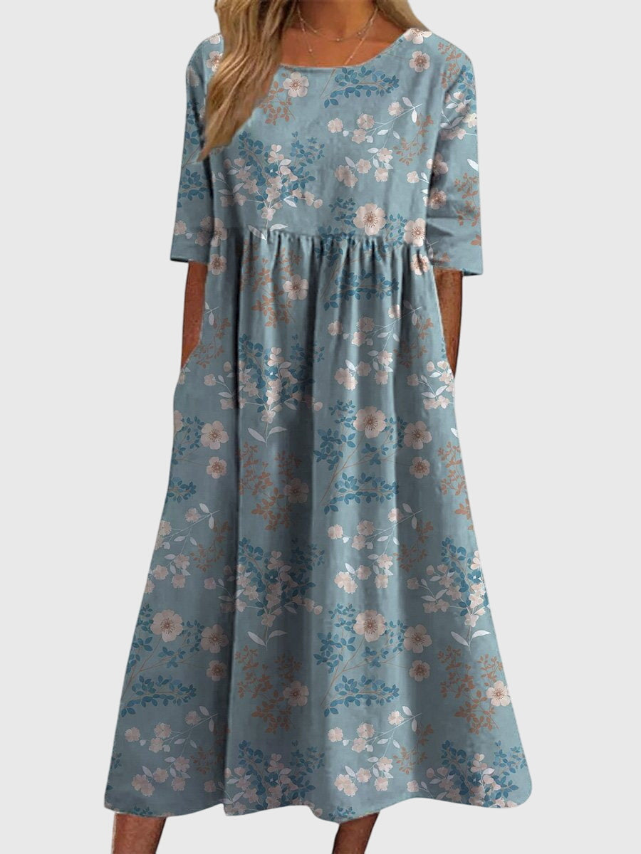 Women's Delicate Floral Casual Summer Midi Dress