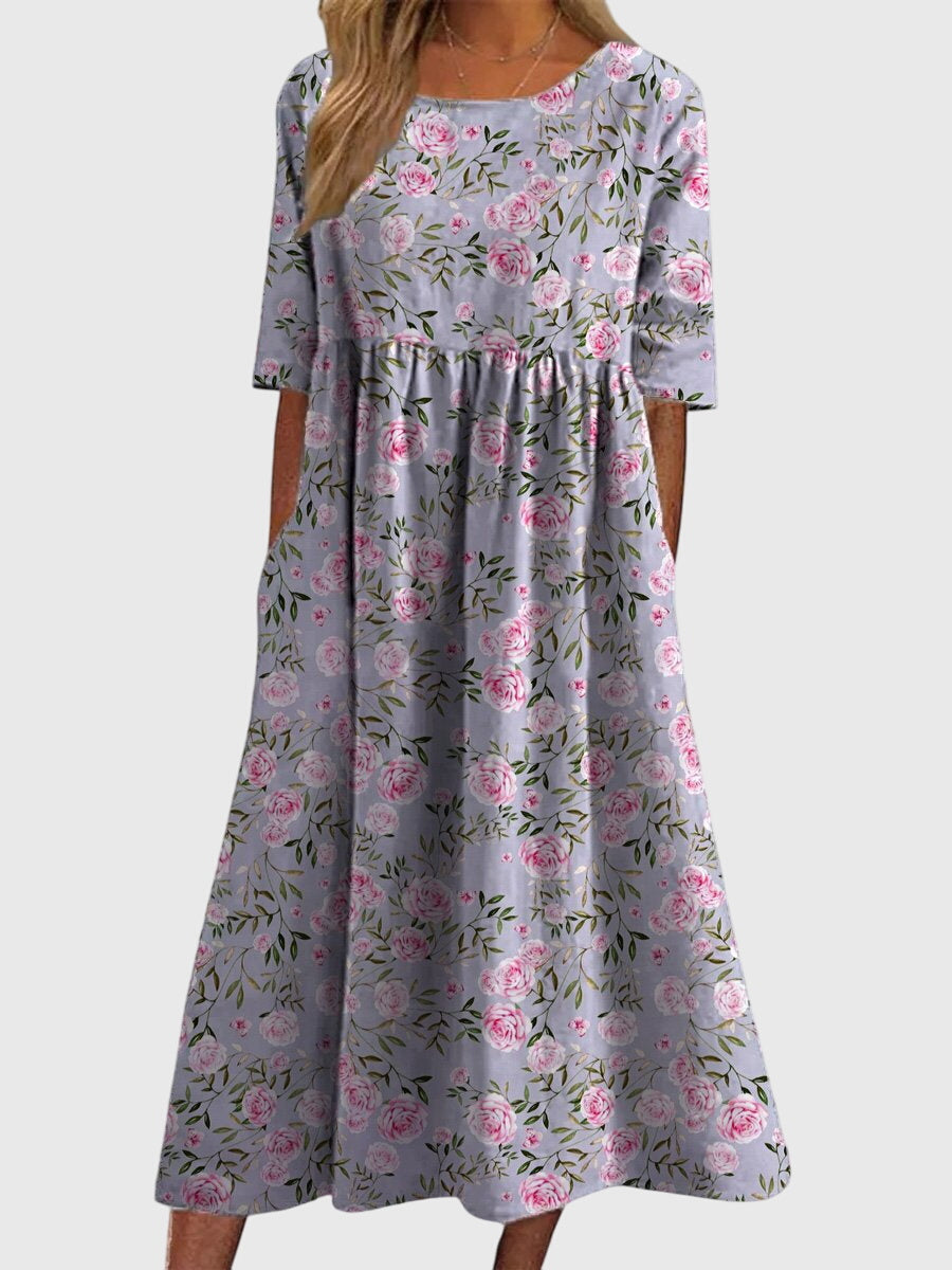 Women's Delicate Floral Casual Summer Midi Dress