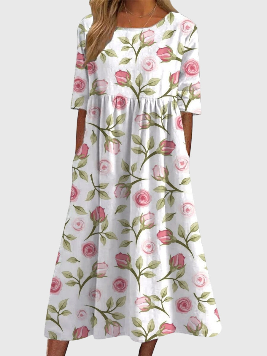 Women's Delicate Floral Casual Summer Midi Dress