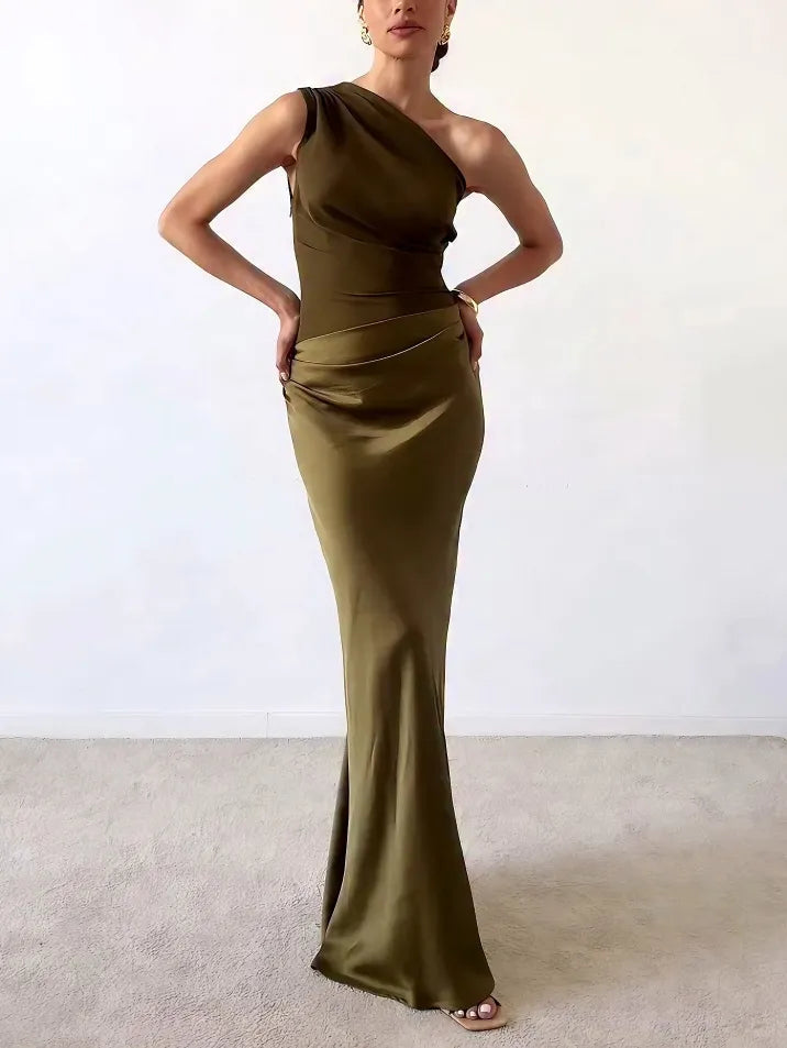 Women's Sleek Single Shoulder Occasion Maxi Dress