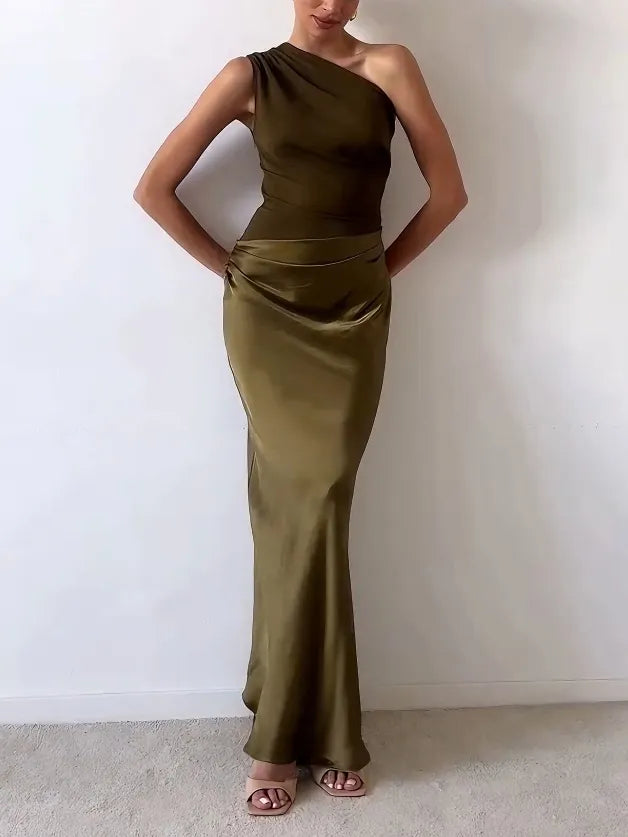 Women's Sleek Single Shoulder Occasion Maxi Dress