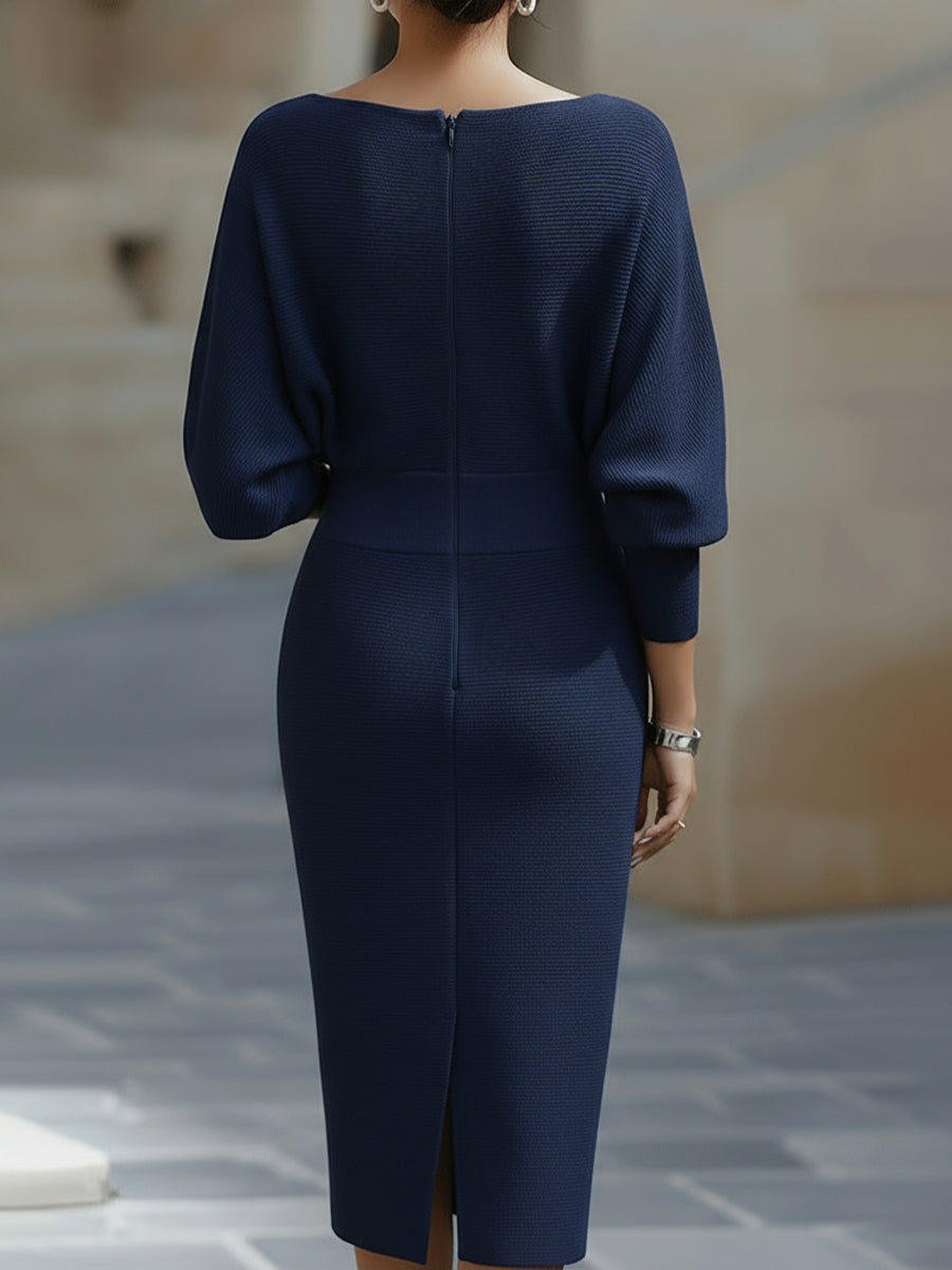 Women's Fitted Sculpted Batwing Sleeve Occasion Dress