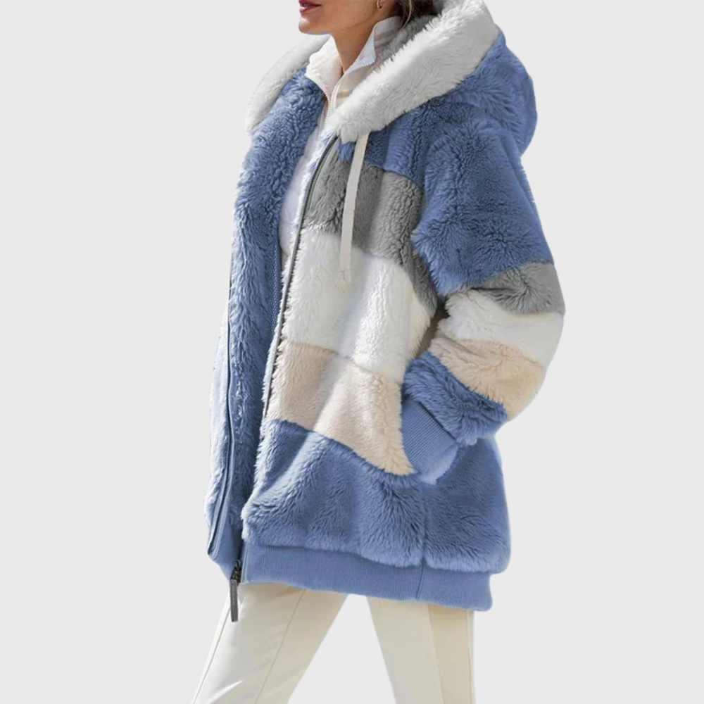 Women's Vintage-Inspired Hooded Puffer Jacket with Fur Trim