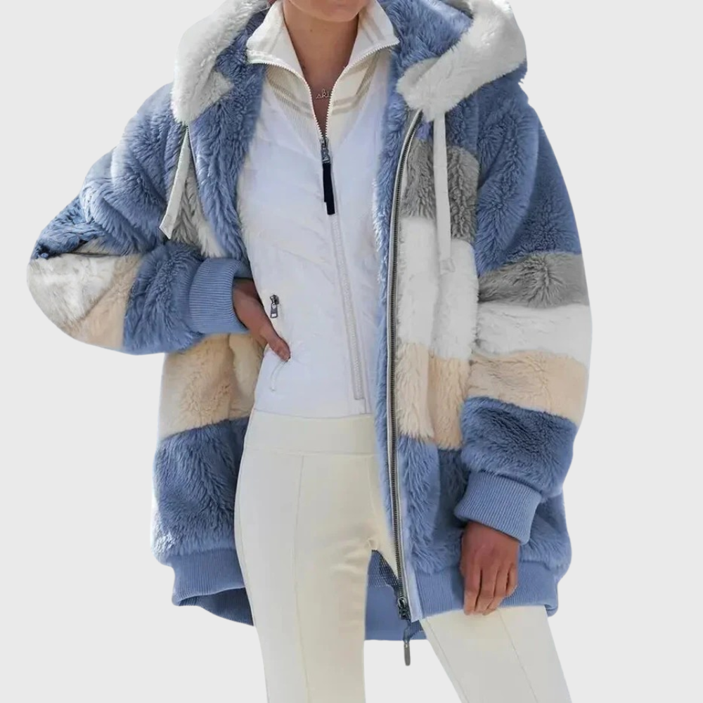 Women's Vintage-Inspired Hooded Puffer Jacket with Fur Trim