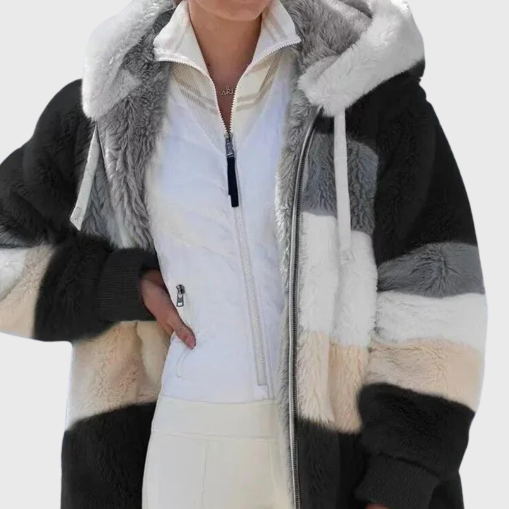 Women's Vintage-Inspired Hooded Puffer Jacket with Fur Trim