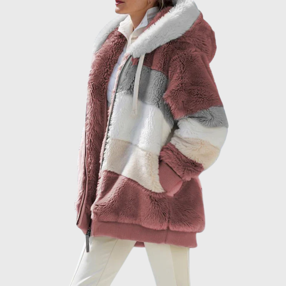 Women's Vintage-Inspired Hooded Puffer Jacket with Fur Trim