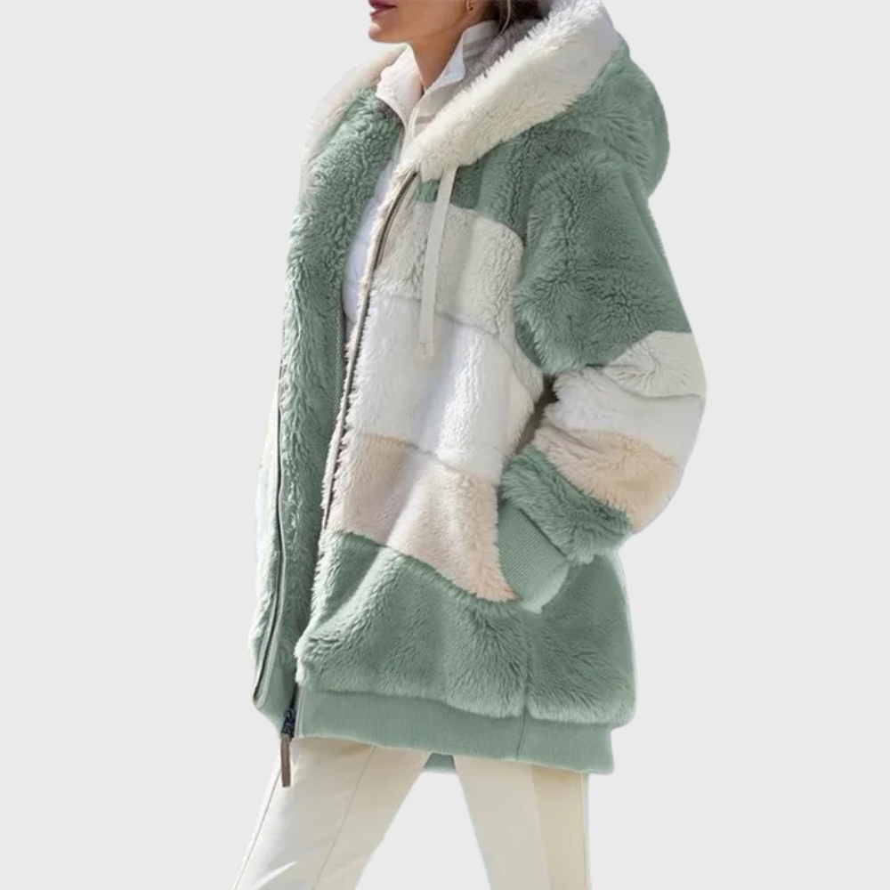 Women's Vintage-Inspired Hooded Puffer Jacket with Fur Trim