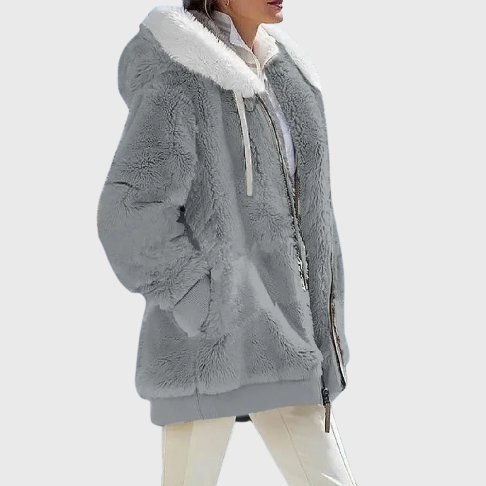 Women's Vintage-Inspired Hooded Puffer Jacket with Fur Trim