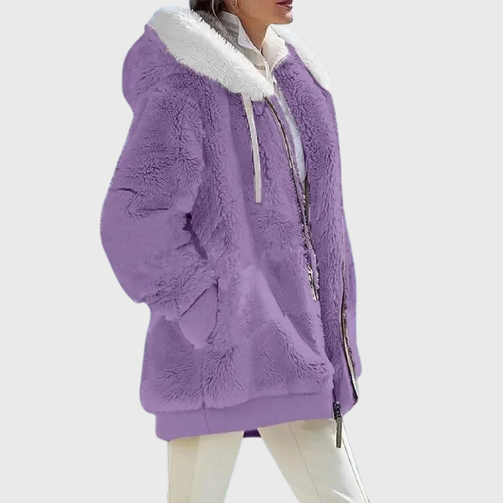 Women's Vintage-Inspired Hooded Puffer Jacket with Fur Trim
