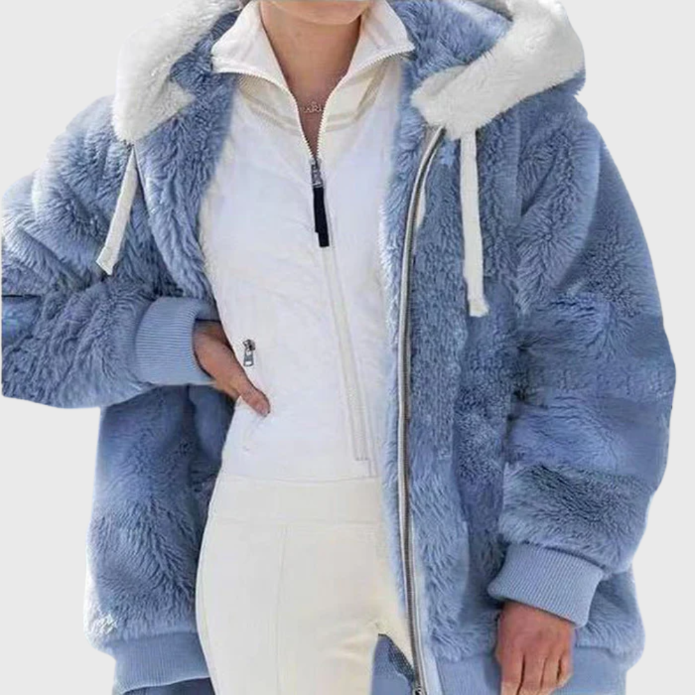 Women's Vintage-Inspired Hooded Puffer Jacket with Fur Trim