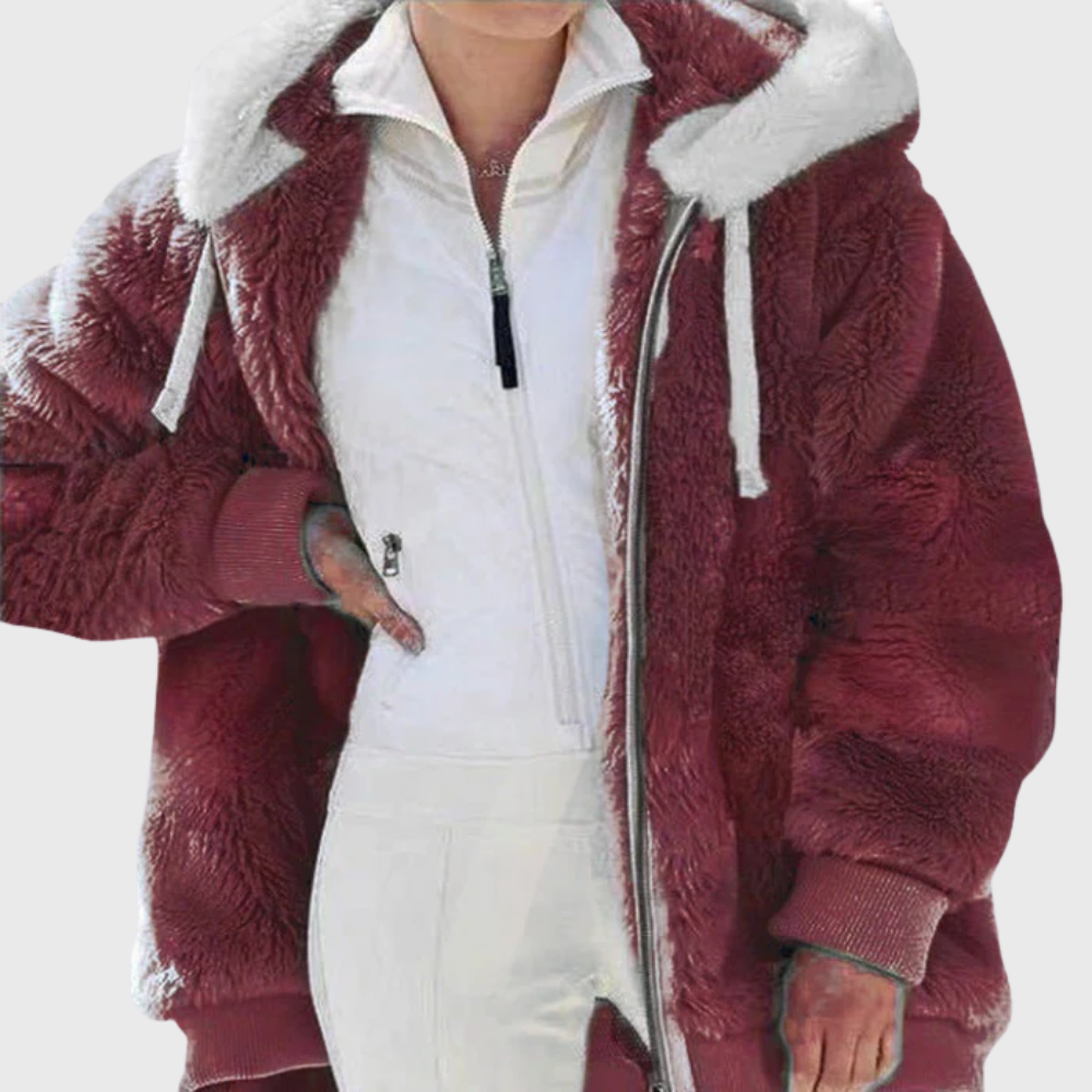 Women's Vintage-Inspired Hooded Puffer Jacket with Fur Trim