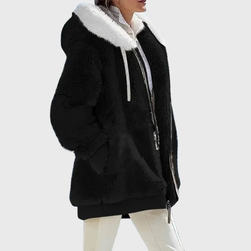 Women's Vintage-Inspired Hooded Puffer Jacket with Fur Trim