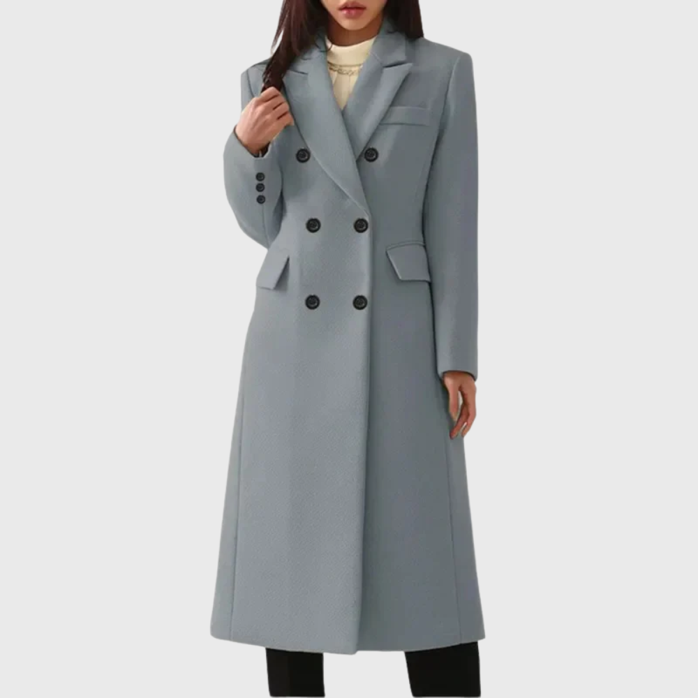 Women's Winter Wool Topcoat with Two-Row Buttons