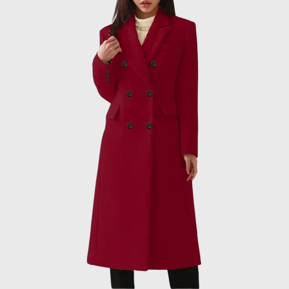 Women's Winter Wool Topcoat with Two-Row Buttons
