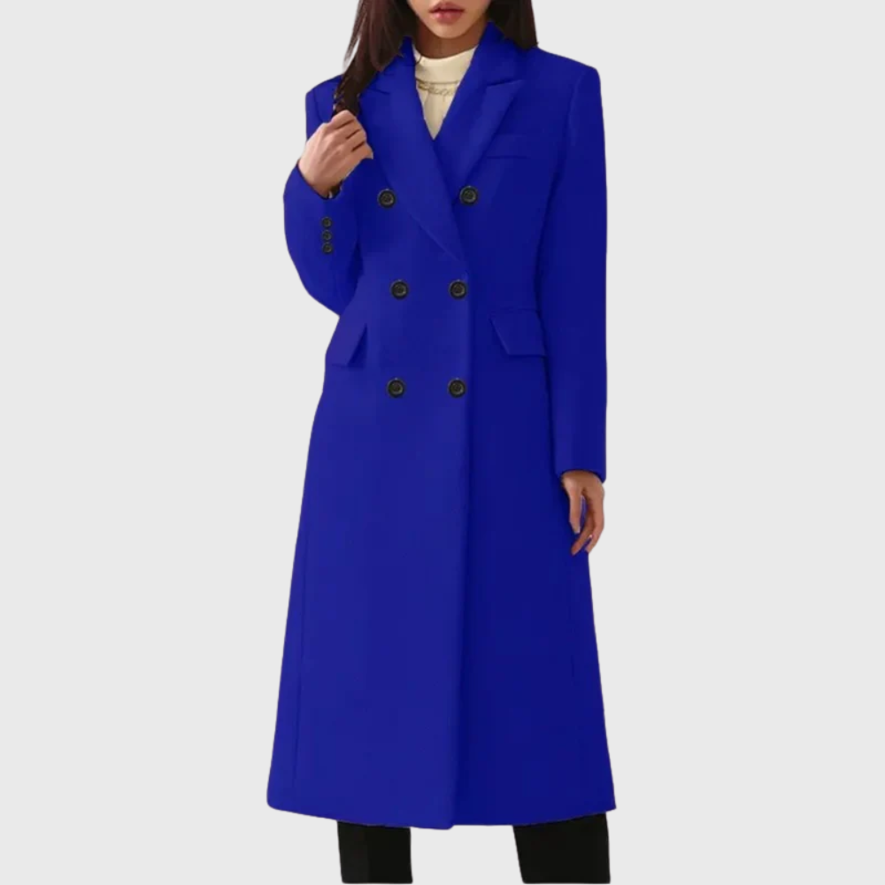 Women's Winter Wool Topcoat with Two-Row Buttons
