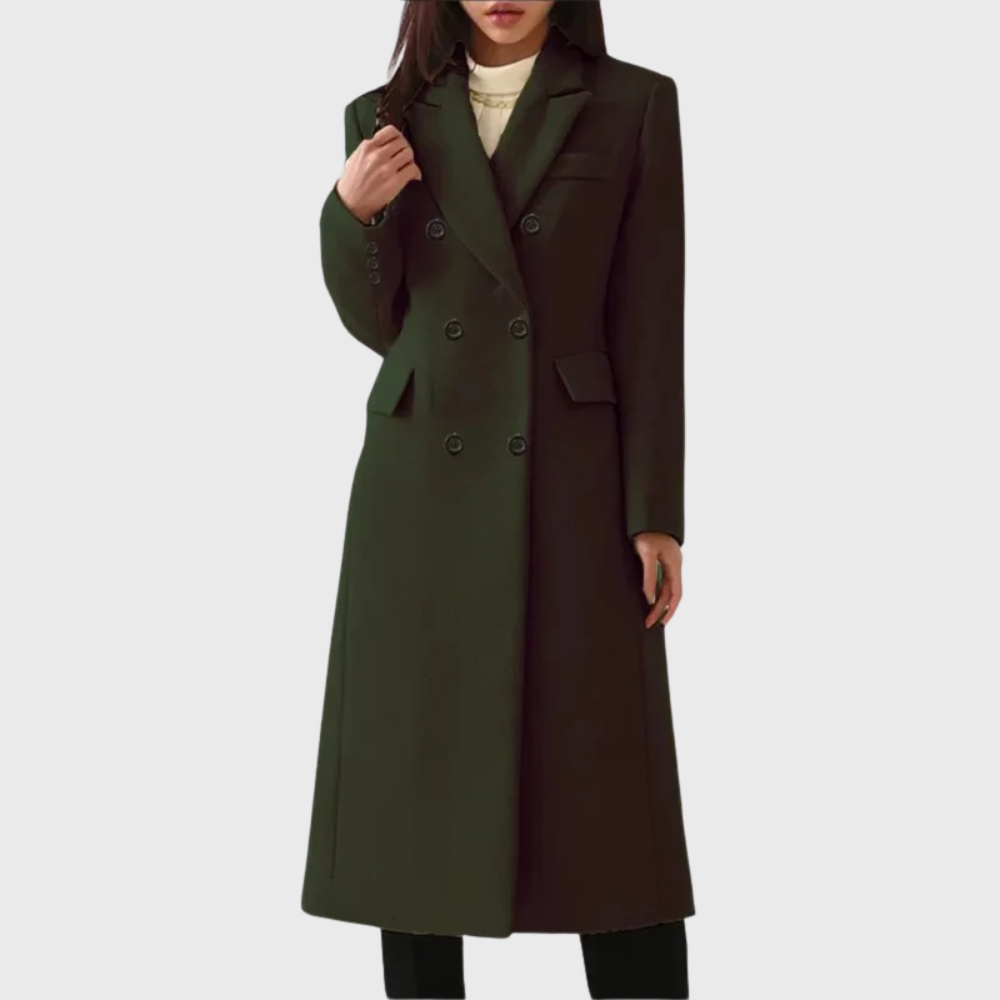 Women's Winter Wool Topcoat with Two-Row Buttons