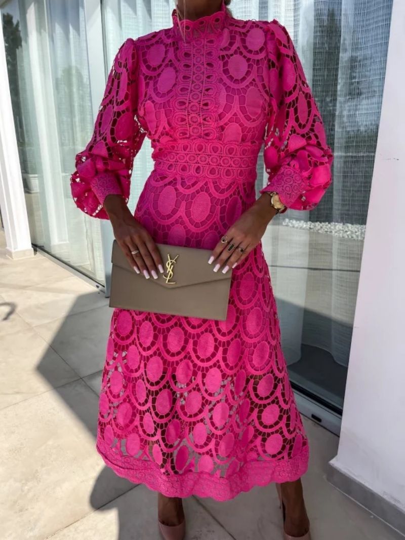 Women's Elegant Evening Lace Dress with Long Sleeves