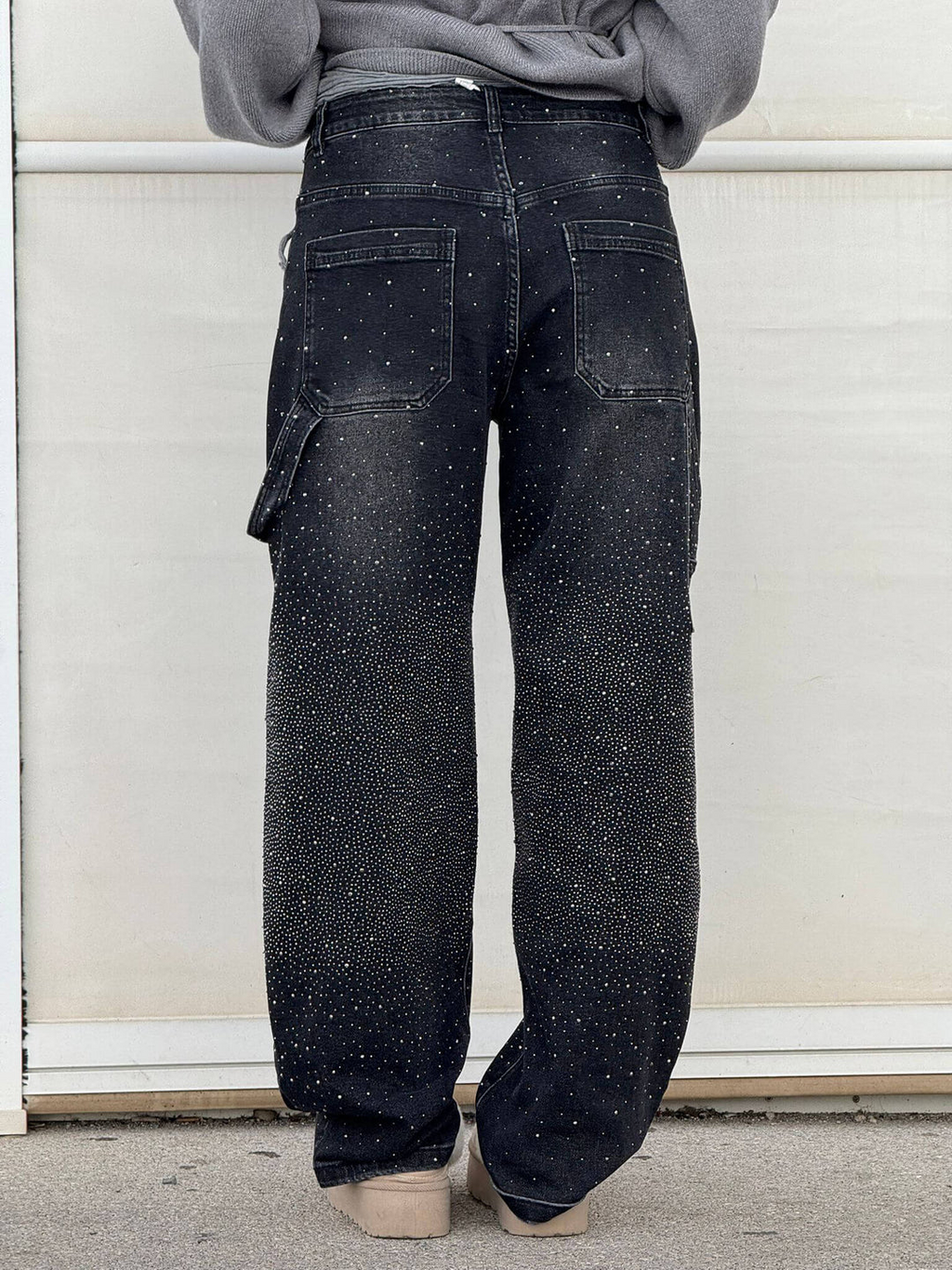 Women's Crystal Sparkle Detail Loose Leg Jeans