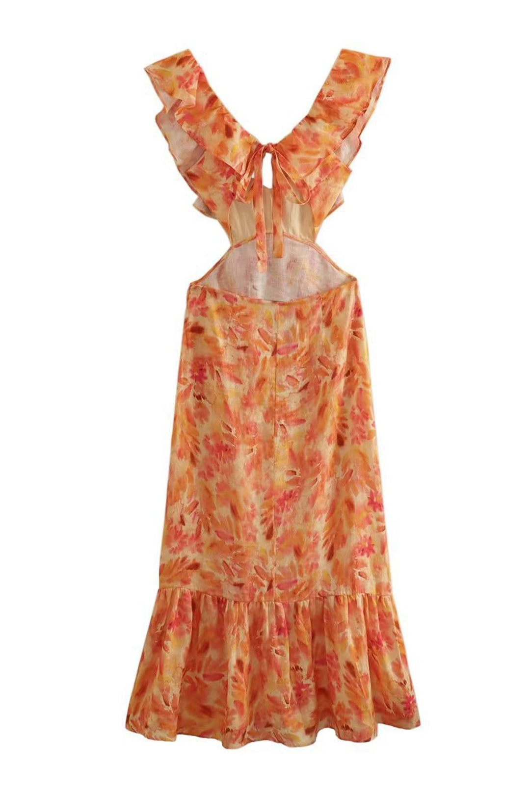 Women's Summer Vacation Botanical Print Ruffle Maxi Dress