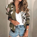 Women's Statement Floral Bomber Jacket with Zip Front