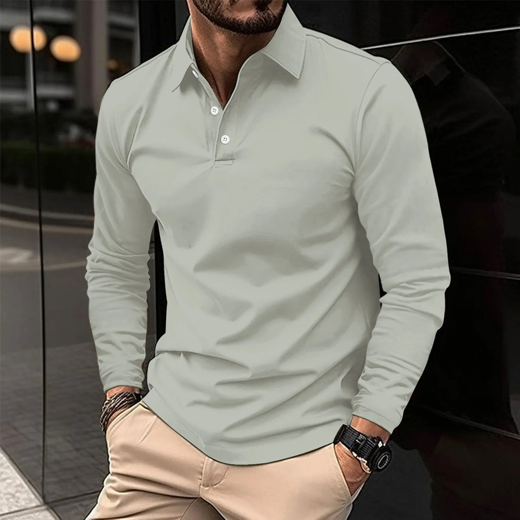 Men's Smart Casual Office Evening Long-Sleeved Polo Shirt
