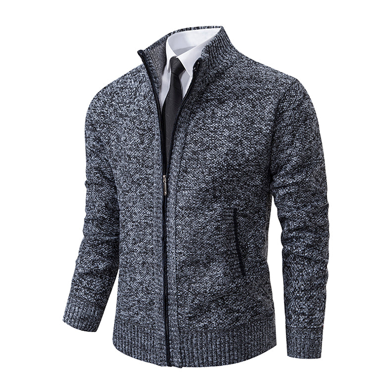 Men's Textured Knit Zipper Layering Cardigan with Pockets