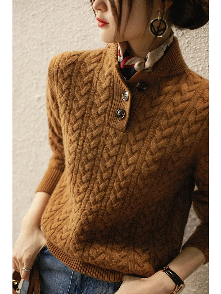 Women's Buttoned Cable-Knit Textured Sweater Cardigan