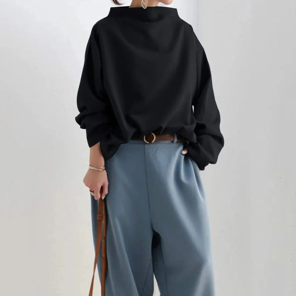 Women's Relaxed High Roll Collar Knit Sweater